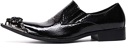 Men's Shiny Western Loafers Metal Tip