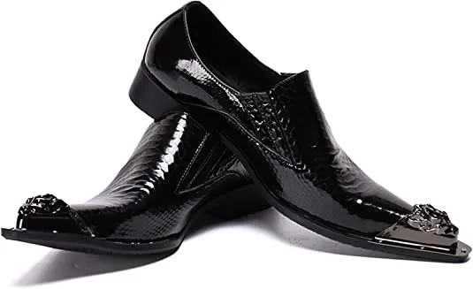 Men's Shiny Western Loafers Metal Tip