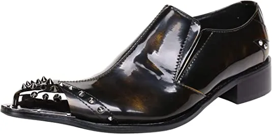 Men's Shiny Western Loafers Metal Tip