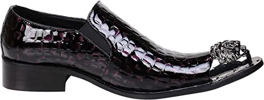 Men's Shiny Western Loafers Metal Tip