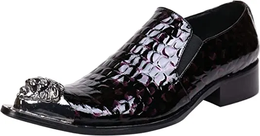 Men's Shiny Western Loafers Metal Tip