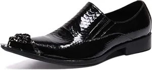 Men's Shiny Western Loafers Metal Tip