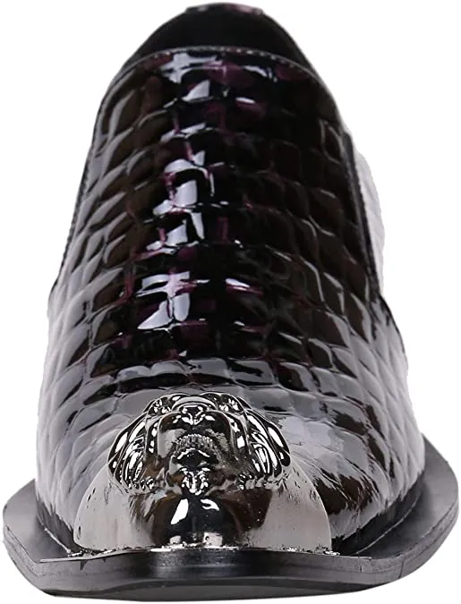 Men's Shiny Western Loafers Metal Tip
