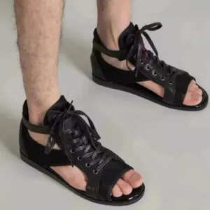 Men's Summer High-Top Gladiator Sandals in Real Leather
