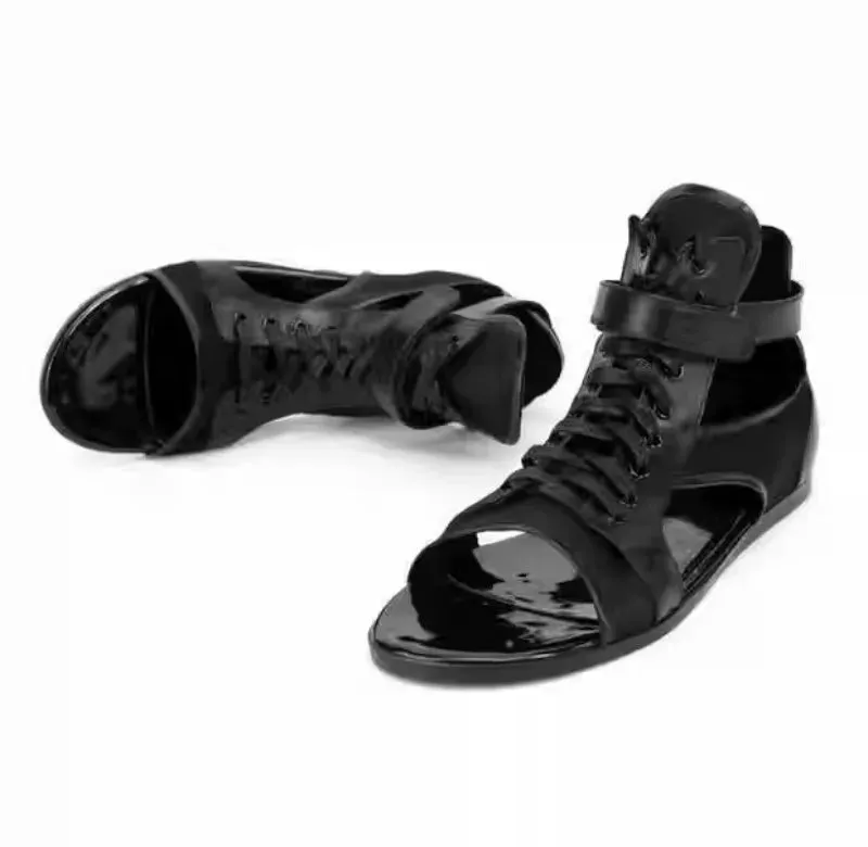 Men's Summer High-Top Gladiator Sandals in Real Leather