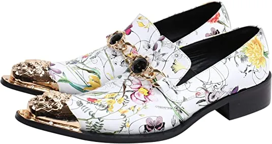 Men's Western Dress Loafers Rhinestone Metal Tip