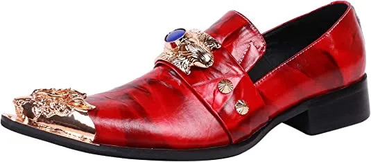 Men's Western Dress Loafers Rhinestone Metal Tip