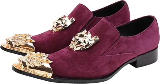 Men's Western Dress Loafers Rhinestone Metal Tip