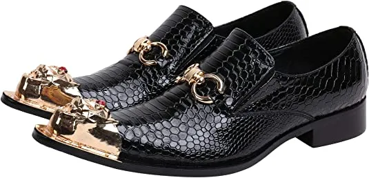 Men's Western Dress Loafers Rhinestone Metal Tip