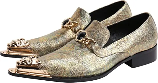 Men's Western Dress Loafers Rhinestone Metal Tip