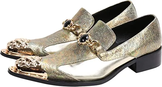 Men's Western Dress Loafers Rhinestone Metal Tip