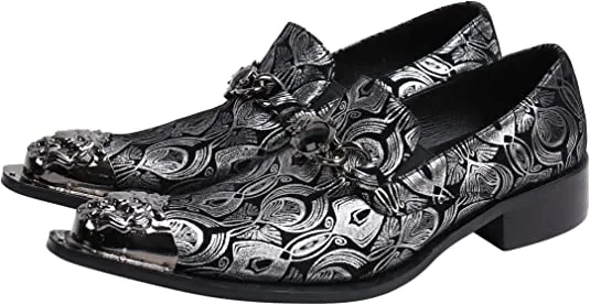 Men's Western Dress Loafers Rhinestone Metal Tip