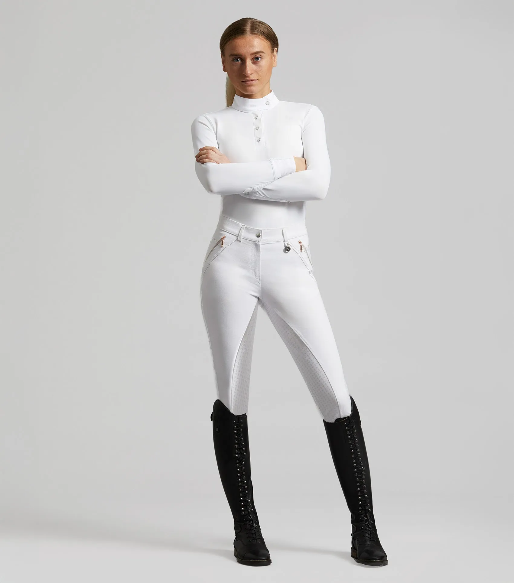 Milliania Ladies Full Seat Gel Competition Breeches White