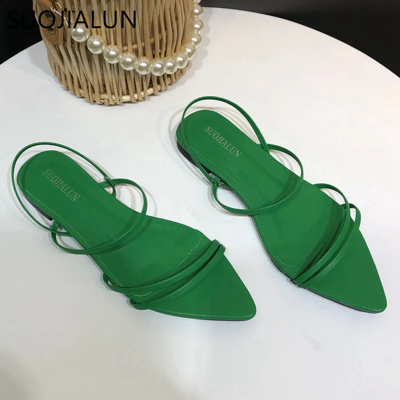 Narrow Band Sandals Flat Heel Back Strap Summer Gladiator Shoes