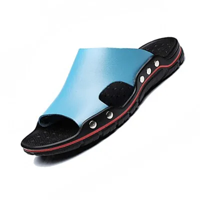 OEING Sandals men Genuine Leather Slippers Summer Brand Soft Comfortable Beach Slippers