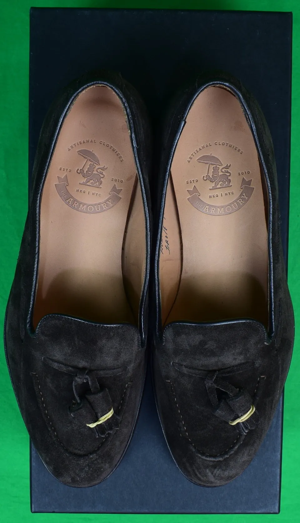 "The Armoury England Hudson Jiro Last Chocolate Suede Tassel Loafers" 6.5 UK (New In Box)