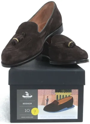 "The Armoury England Hudson Jiro Last Chocolate Suede Tassel Loafers" Sz 10 UK (NIB)
