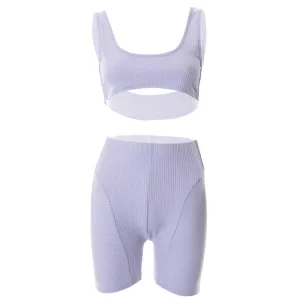 Rib Knit Two Piece Lounge Set