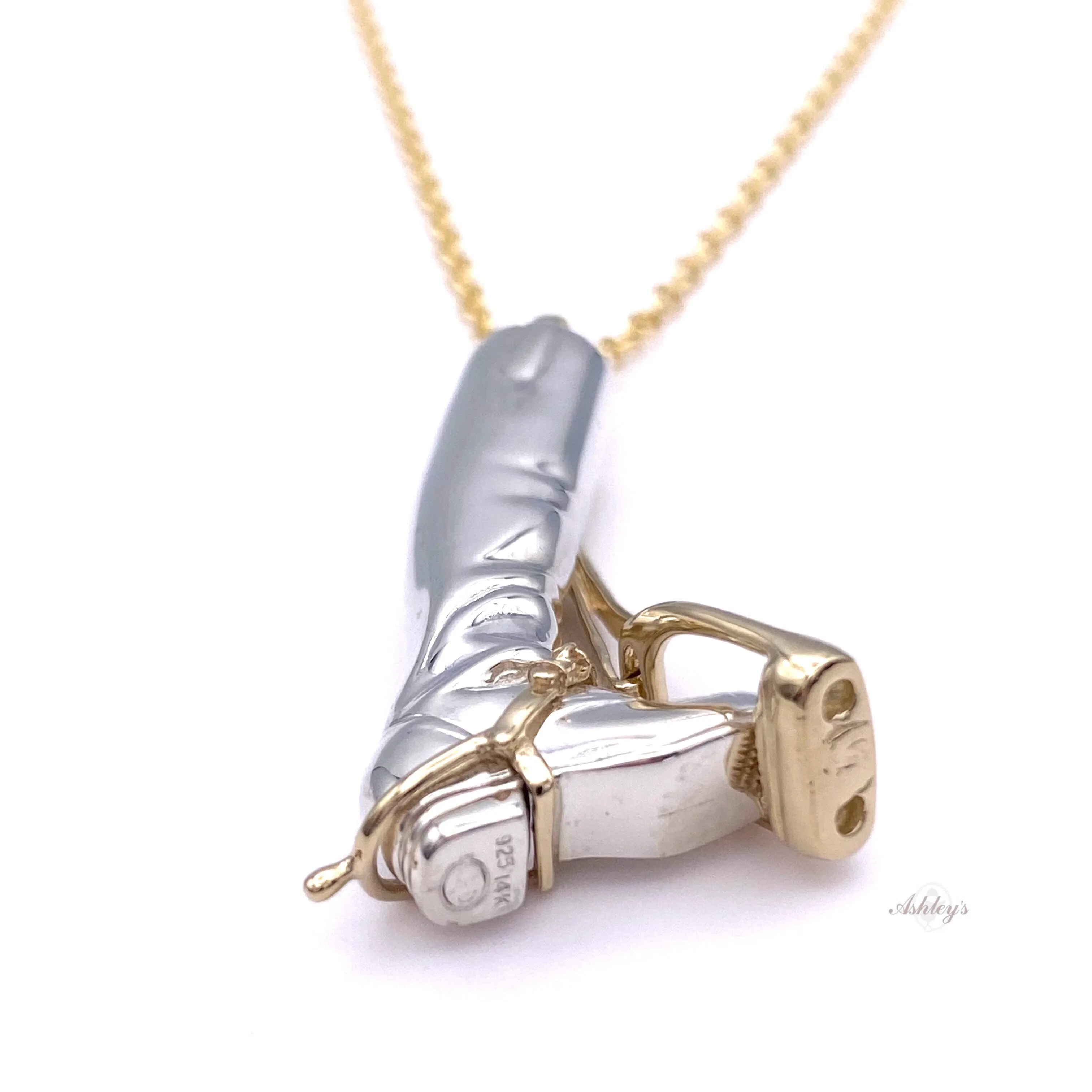 Riding Boot Pendant, Sterling Silver