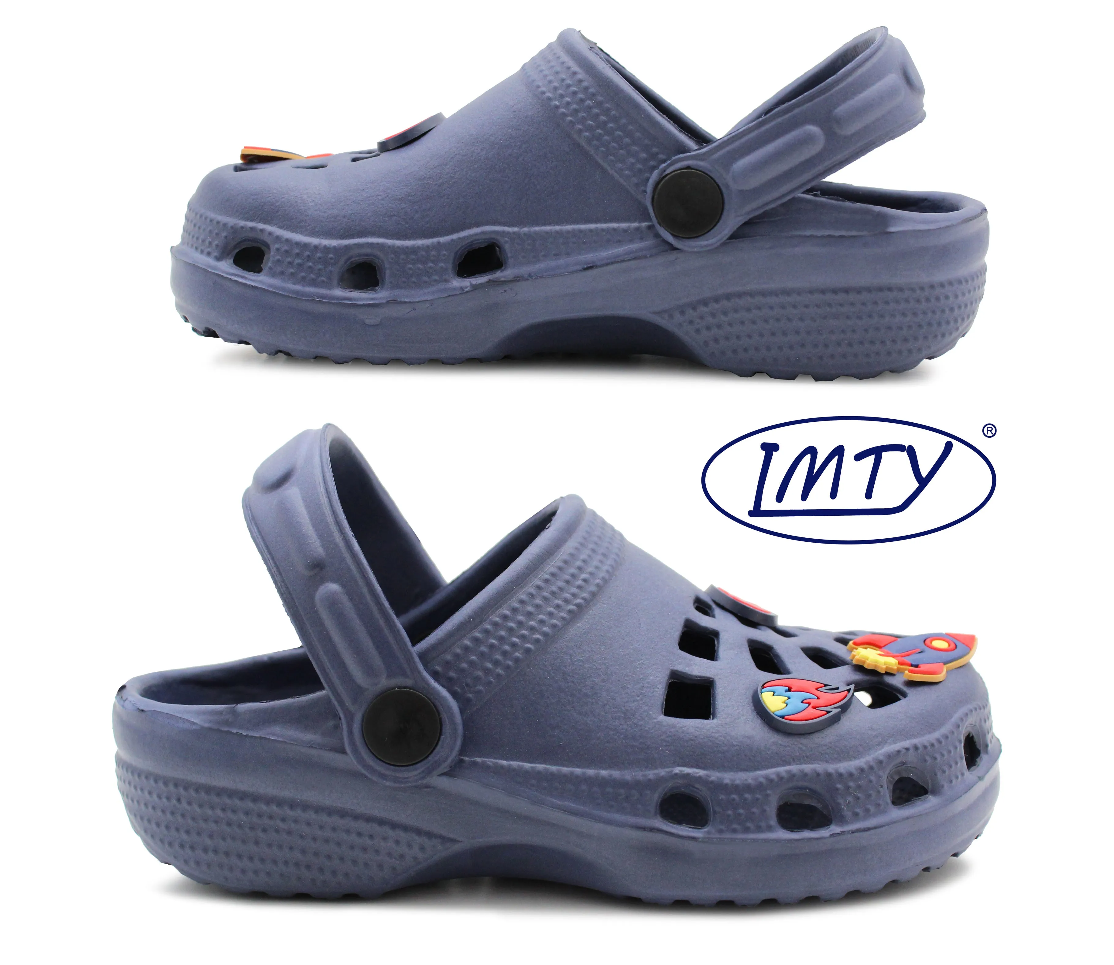 ROCKET Boys Kids Youth Breathable EVA Lightweight Beach Clogs in Navy