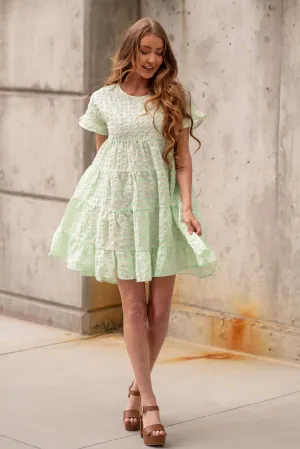 Ruffled Hem Short Sleeve Tiered Dress