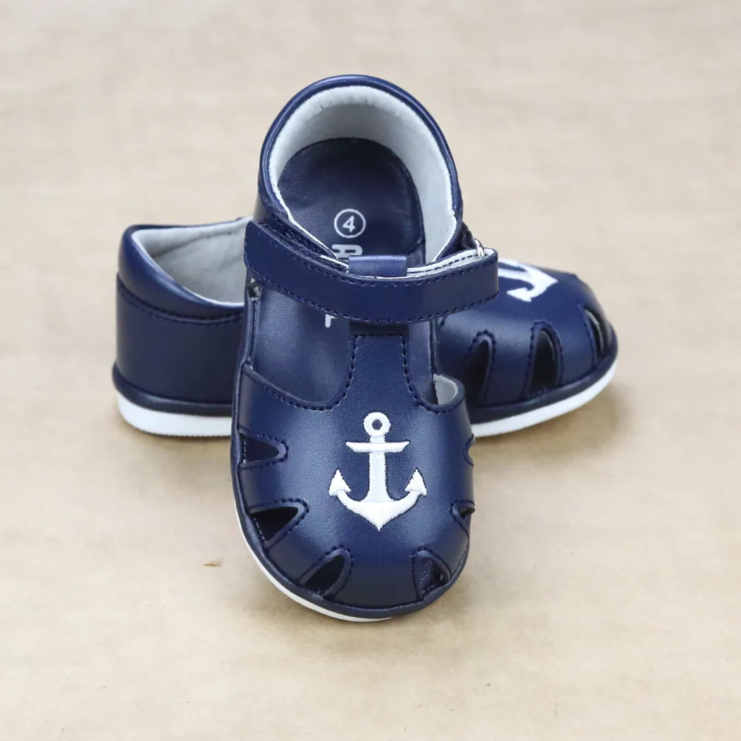 Sawyer Baby Boys Nautical Anchor Leather Sandal