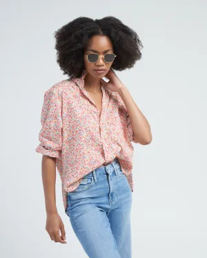 silvio woven button-up shirt - yellow, red, navy floral