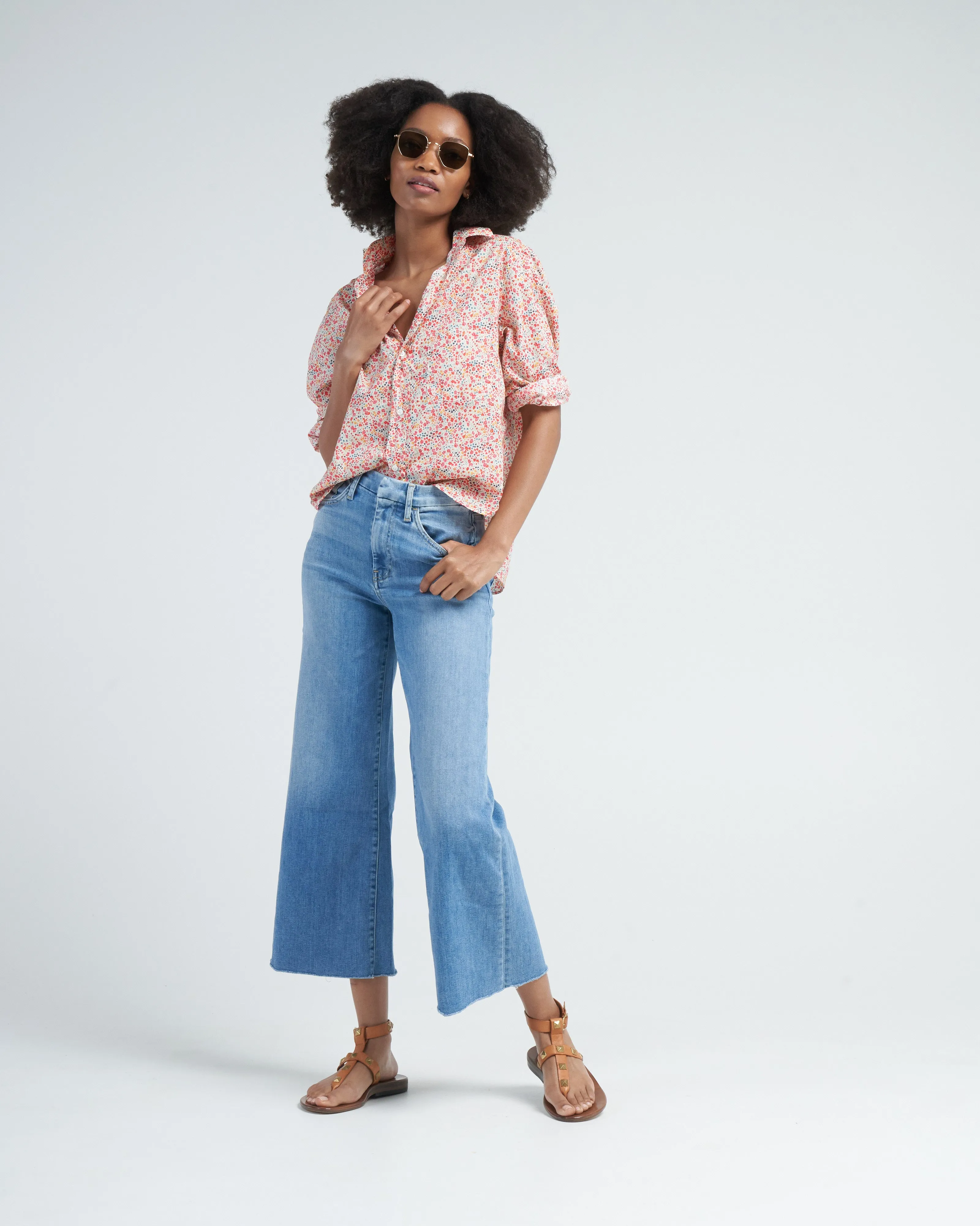 silvio woven button-up shirt - yellow, red, navy floral