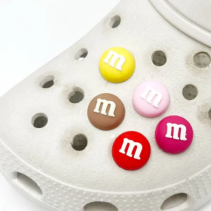 Single Sale Shiny Chocolate Beans Shoe Charms Sandals Accessories Shoes Buckle Decorations Clogs Pins Badges Kid Gift