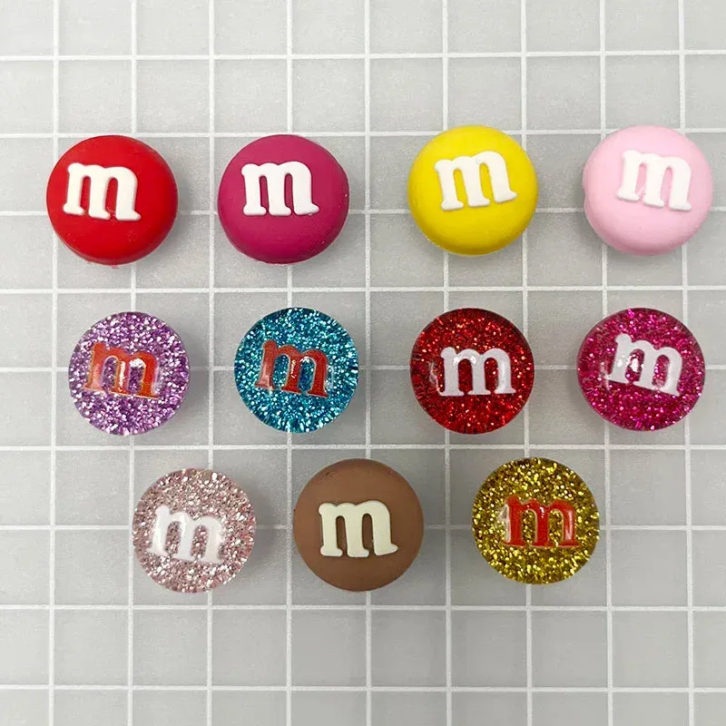 Single Sale Shiny Chocolate Beans Shoe Charms Sandals Accessories Shoes Buckle Decorations Clogs Pins Badges Kid Gift