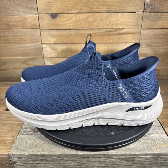 Skechers Mens Size 13 Slip-Ins Blue Archfit Handsfree Sneakers Walking Shoe