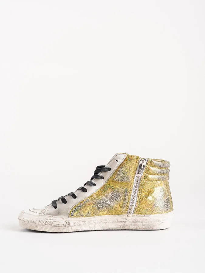 slide sneakers - cedro glitter/white star