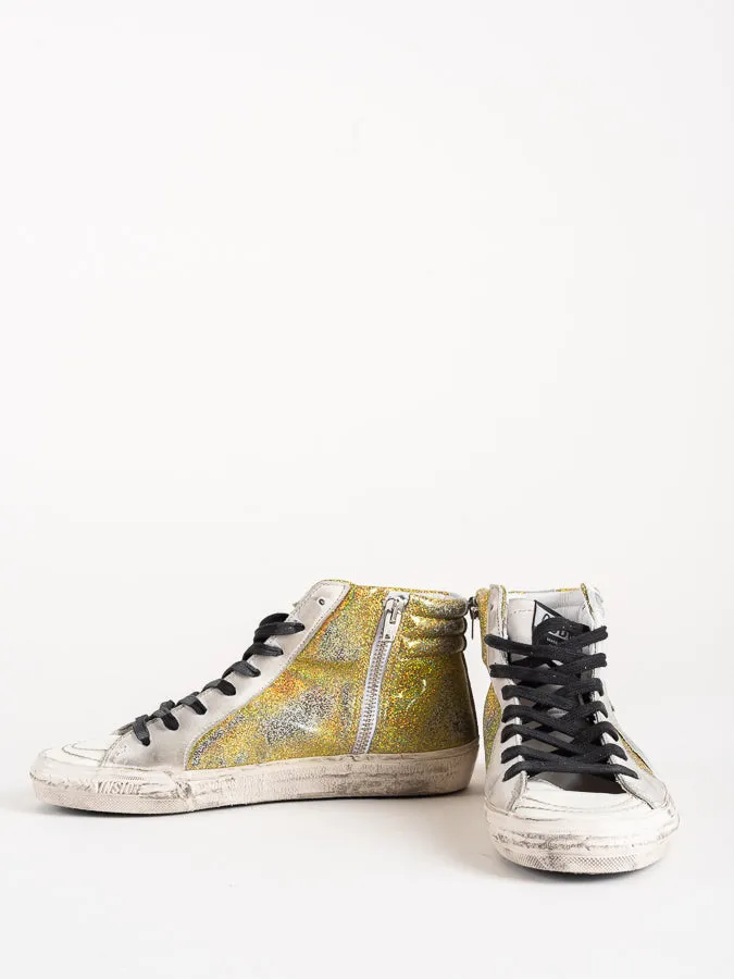 slide sneakers - cedro glitter/white star