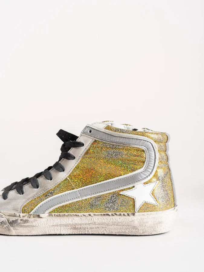 slide sneakers - cedro glitter/white star