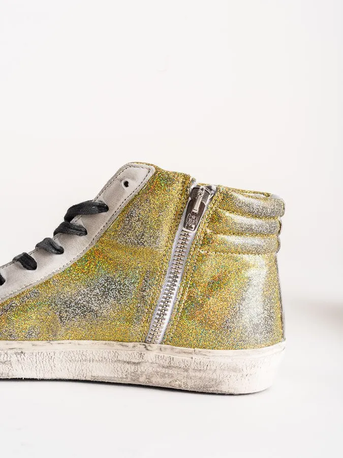 slide sneakers - cedro glitter/white star