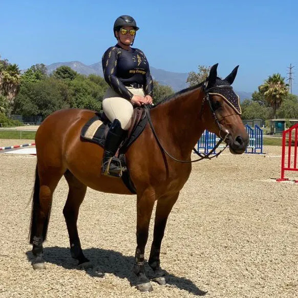 STRIPE Glitter Mesh Sparkly Jumping Saddle Pad Black Rose Gold