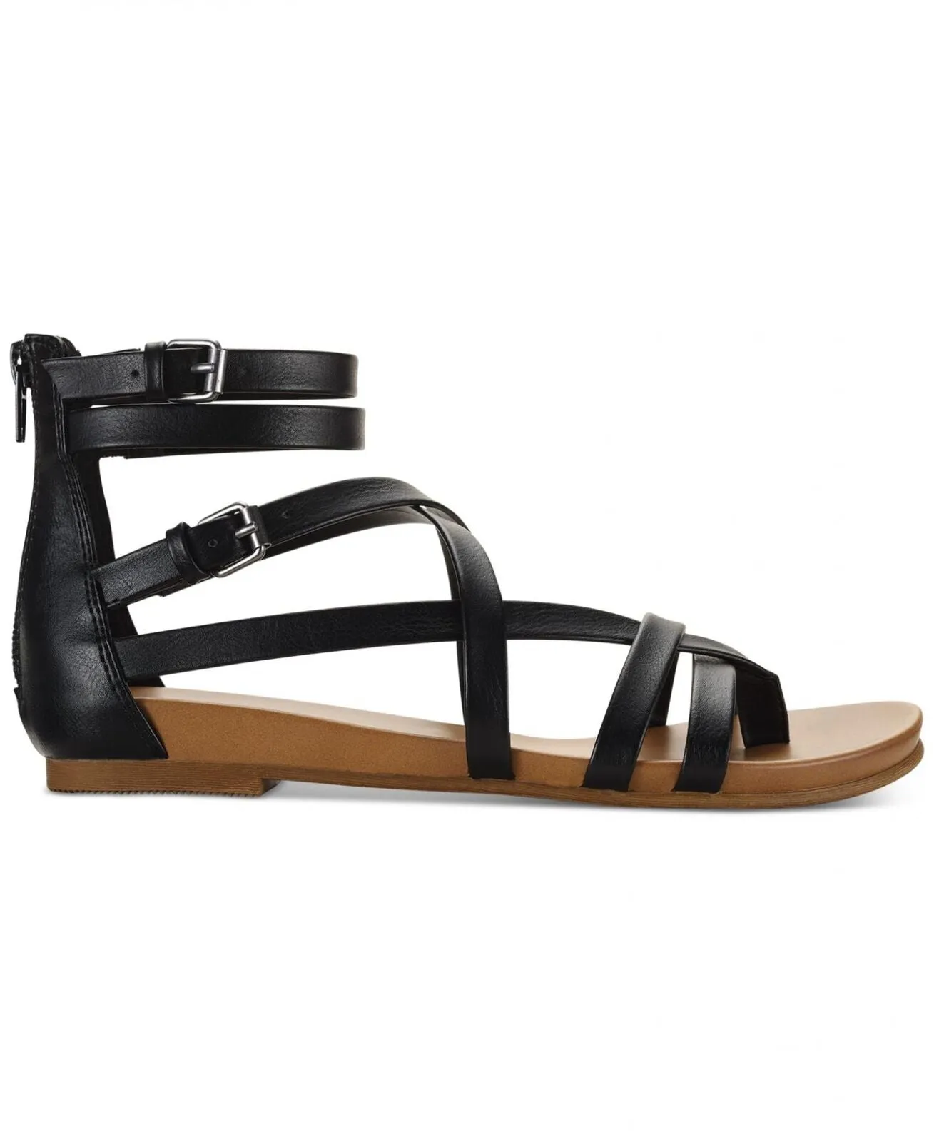 Style & Co Womens Criss Cross Straps Chelsea Gladiator Flat Sandals Black 6.5M