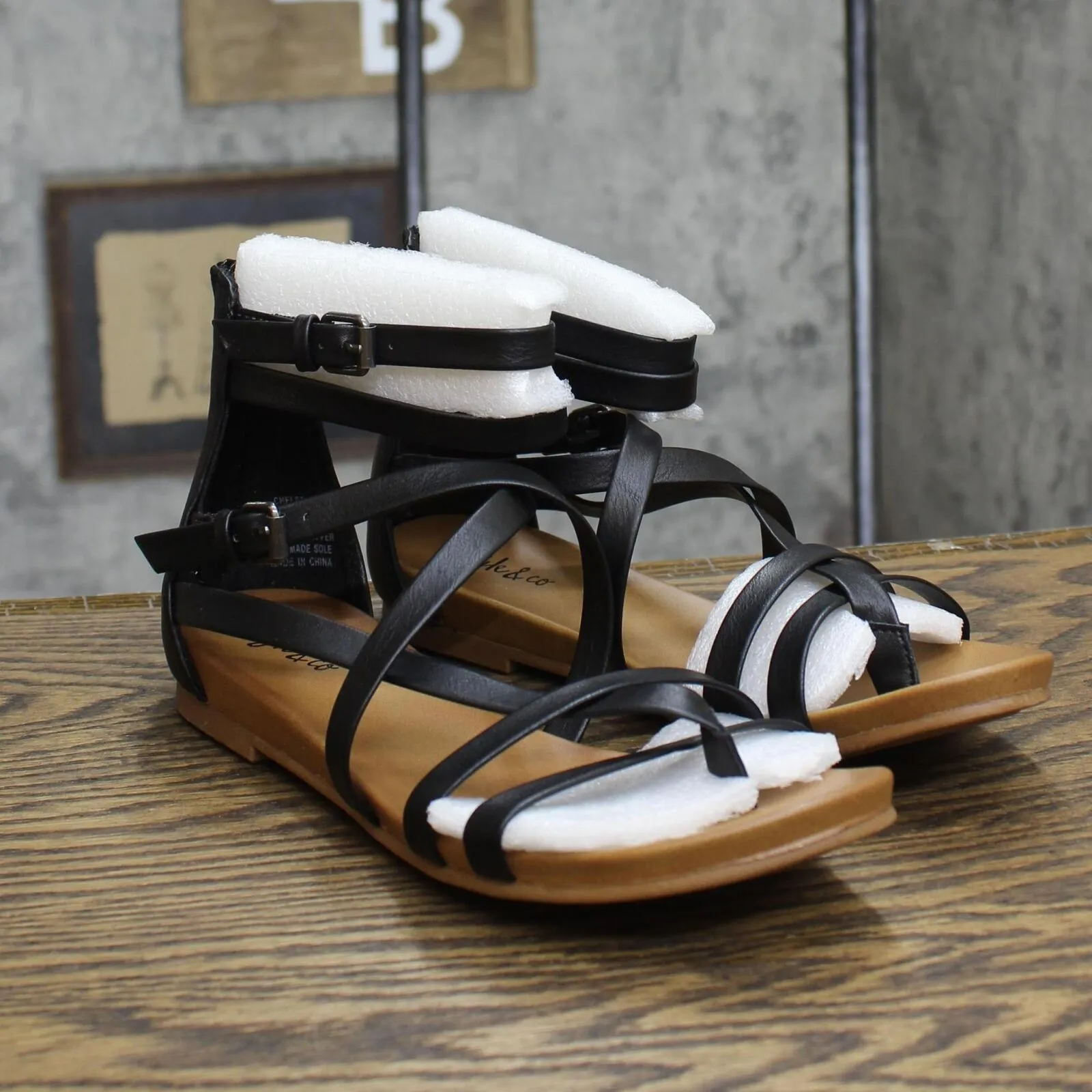 Style & Co Womens Criss Cross Straps Chelsea Gladiator Flat Sandals Black 6.5M