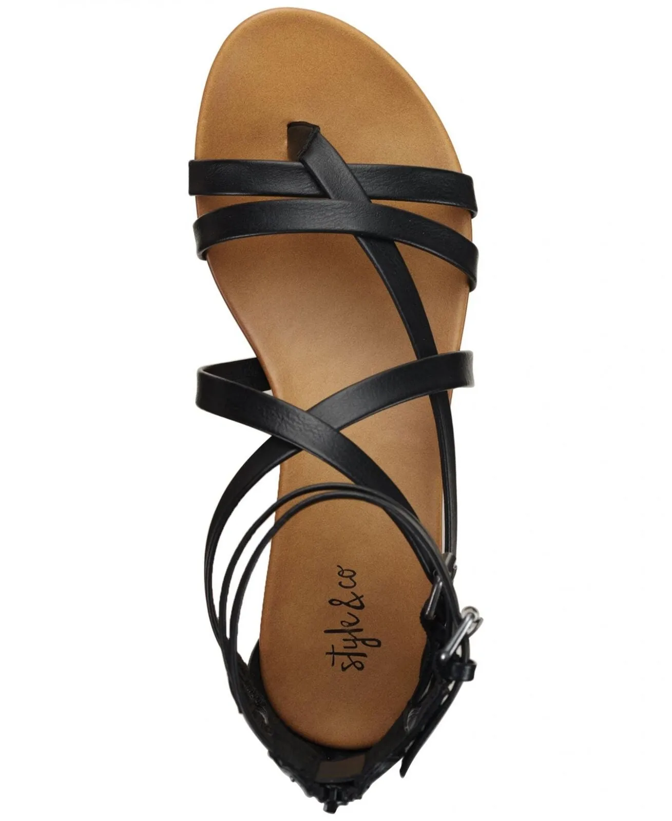 Style & Co Womens Criss Cross Straps Chelsea Gladiator Flat Sandals Black 6.5M