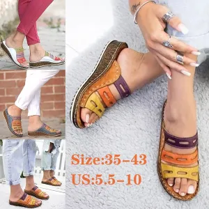 Summer Low Heels Sandals Open Toe Outdoor Slippers Slides Gladiator Wedge Slippers