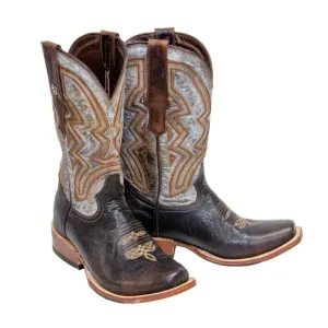 TANNER MARK MEN’S Shoulder Marble Brown Western Boots Whit Hybrid Sole
