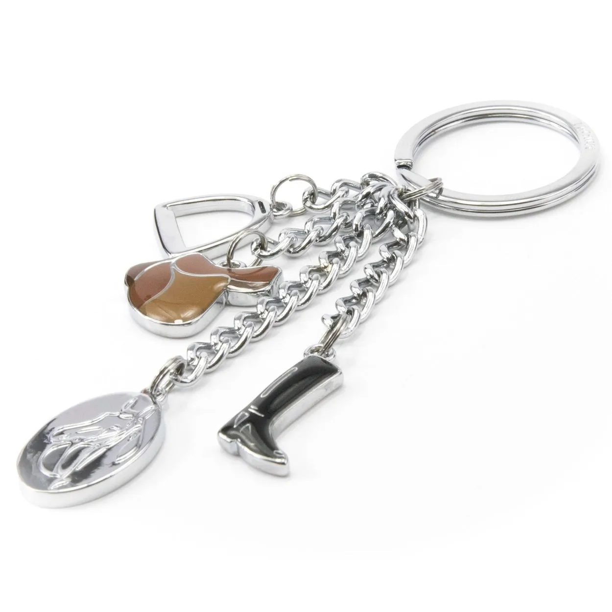 TROIKA Keyring with 4 Charms LUCKY HORSE PFERDEGLUCK