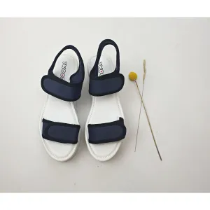 Twoobs navy fabric vegan friendly sandals with white platform sole size 37
