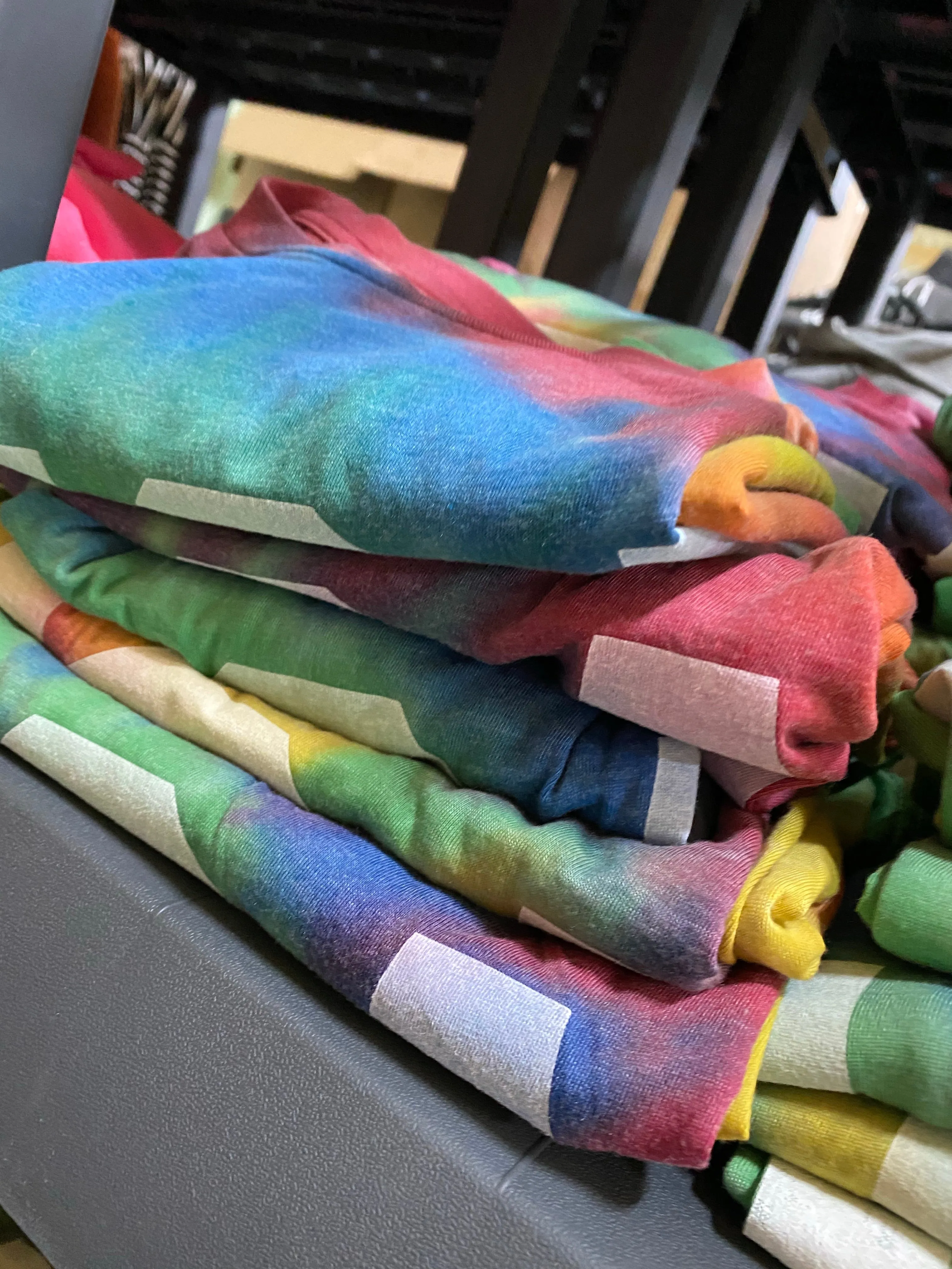 {ULTRA SOFT TIE DYE USA} Multi-Colored Acid Wash Crew Neck Tee
