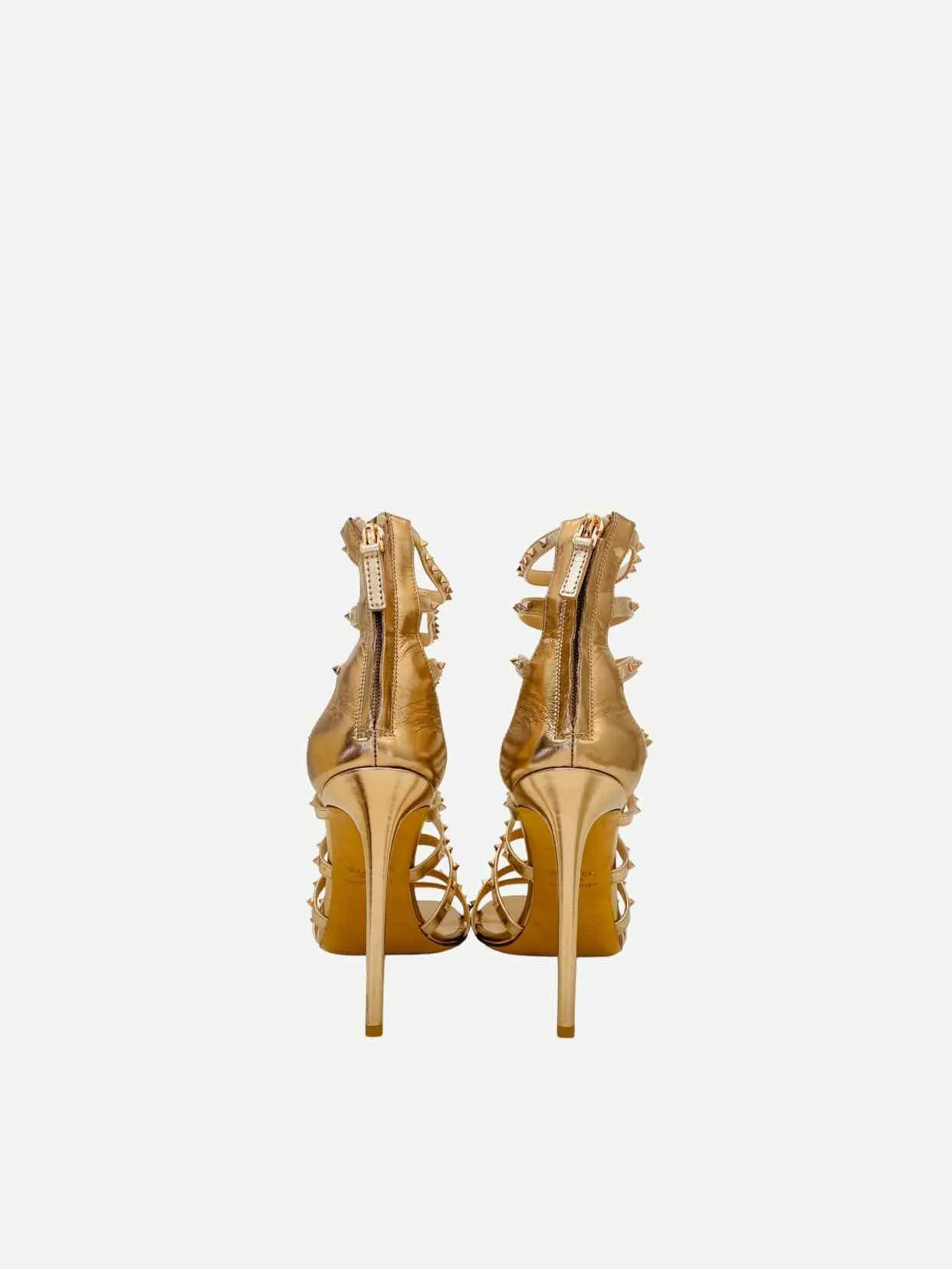 VALENTINO Rockstud Metallic Gold Heeled Sandals 41