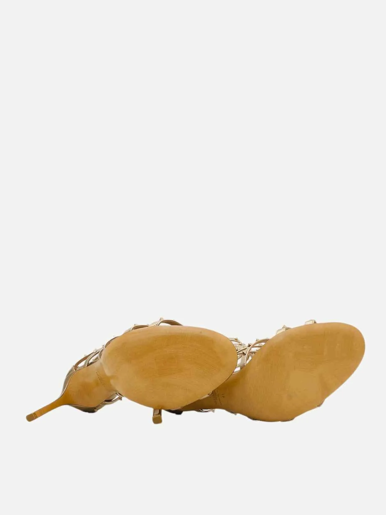 VALENTINO Rockstud Metallic Gold Heeled Sandals 41