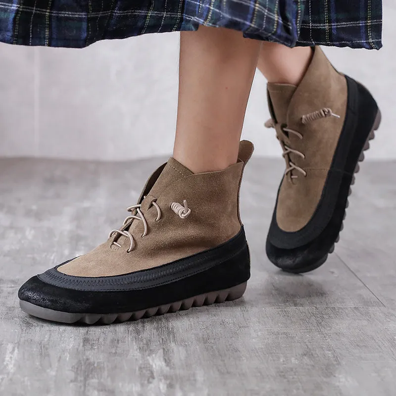 Vintage Stretch Leather Women's Martin Boots