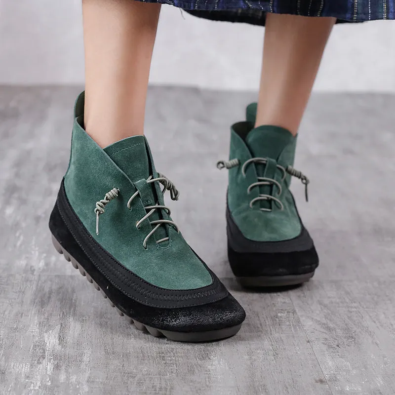Vintage Stretch Leather Women's Martin Boots