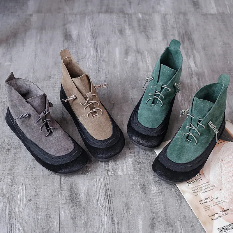 Vintage Stretch Leather Women's Martin Boots