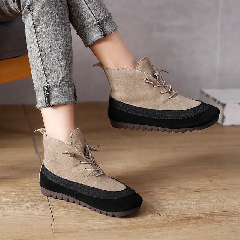 Vintage Stretch Leather Women's Martin Boots